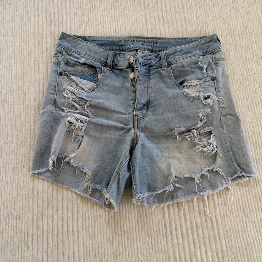American Eagle Outfitters Ripped Light Blue Jean Shorts
